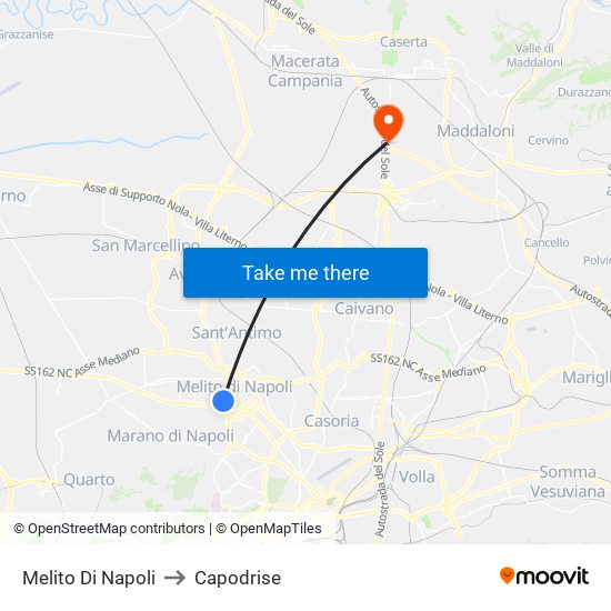 Melito Di Napoli to Capodrise map