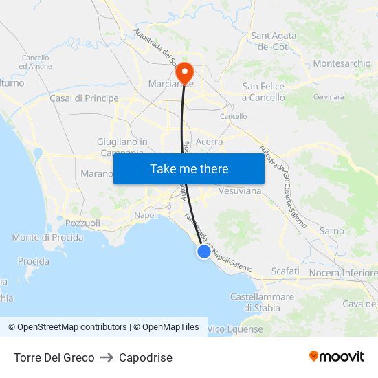 Torre Del Greco to Capodrise map