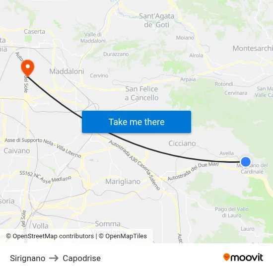 Sirignano to Capodrise map