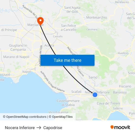 Nocera Inferiore to Capodrise map