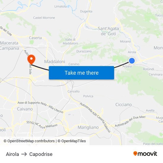 Airola to Capodrise map