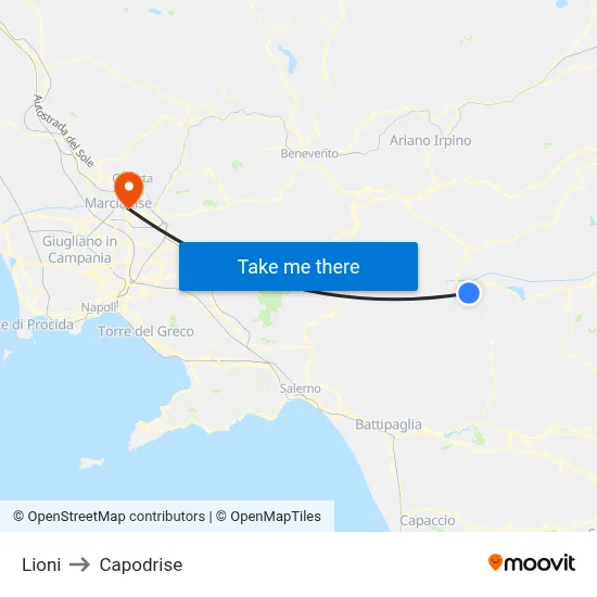 Lioni to Capodrise map