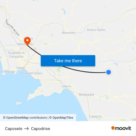 Caposele to Capodrise map