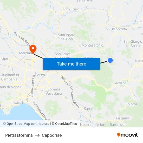 Pietrastornina to Capodrise map