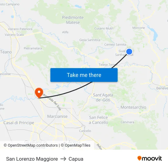 San Lorenzo Maggiore to Capua map