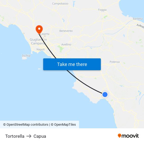 Tortorella to Capua map