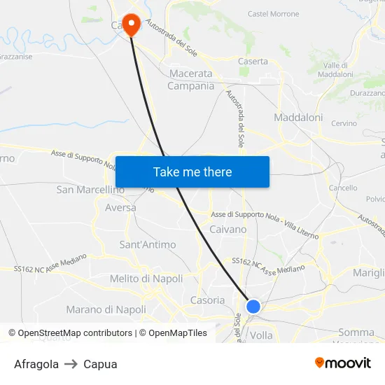 Afragola to Capua map