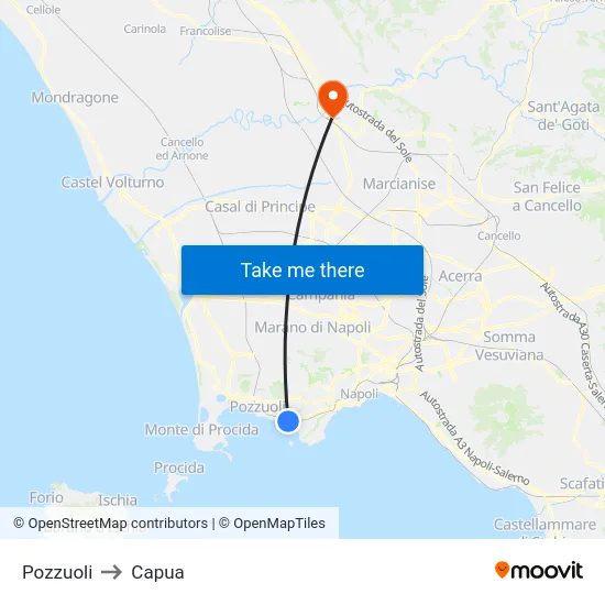 Pozzuoli to Capua map