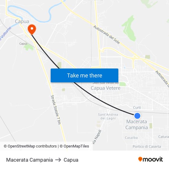 Macerata Campania to Capua map