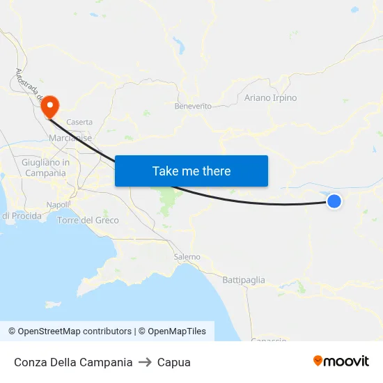 Conza Della Campania to Capua map