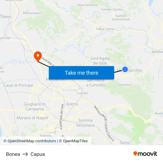 Bonea to Capua map