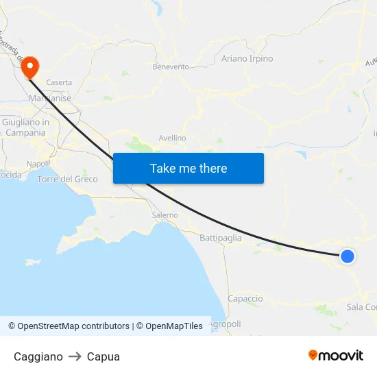 Caggiano to Capua map