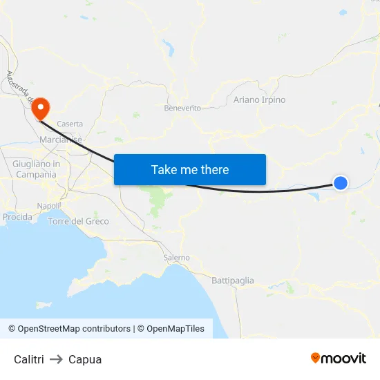 Calitri to Capua map