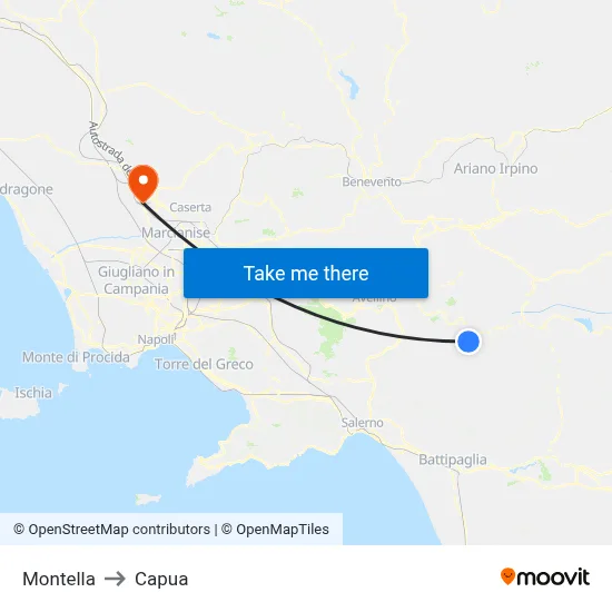 Montella to Capua map