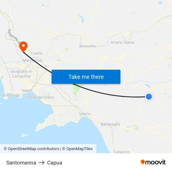 Santomenna to Capua map
