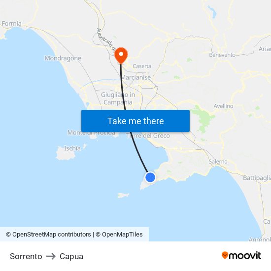 Sorrento to Capua map