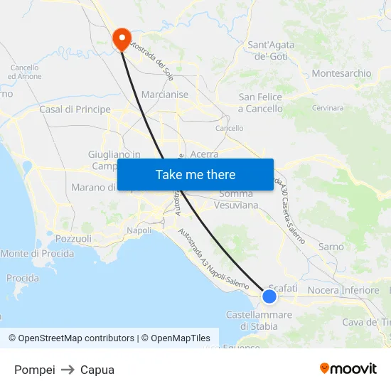 Pompei to Capua map