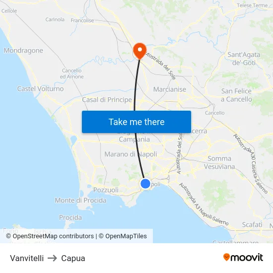 Vanvitelli to Capua map
