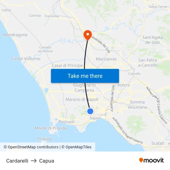 Cardarelli to Capua map