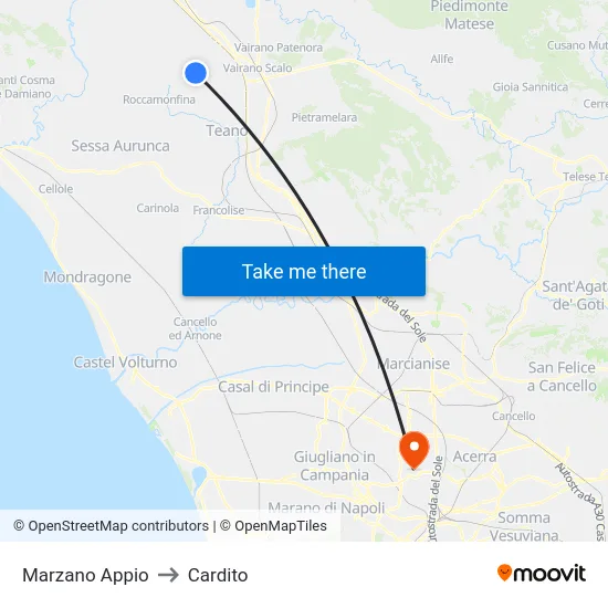 Marzano Appio to Cardito map