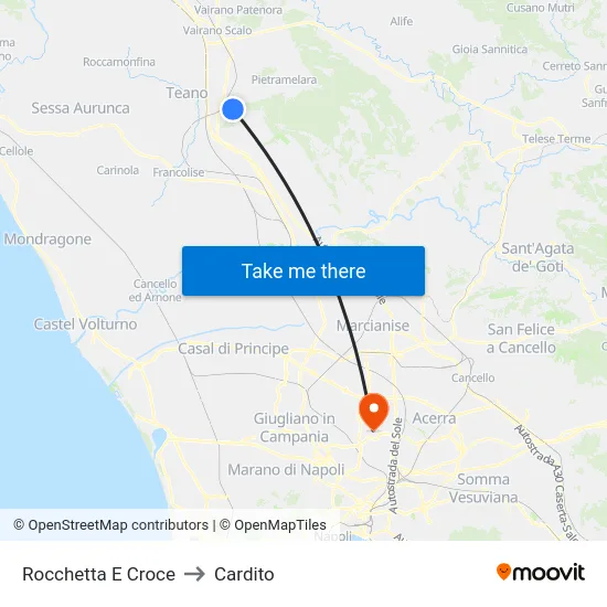 Rocchetta E Croce to Cardito map