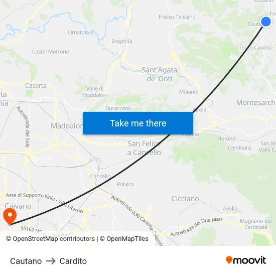 Cautano to Cardito map