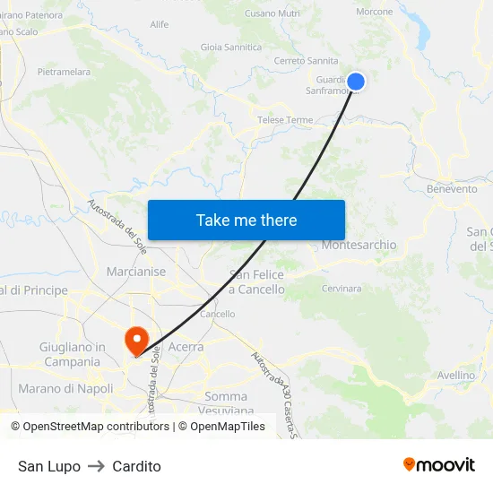 San Lupo to Cardito map