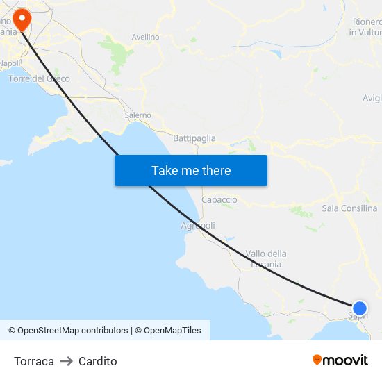 Torraca to Cardito map