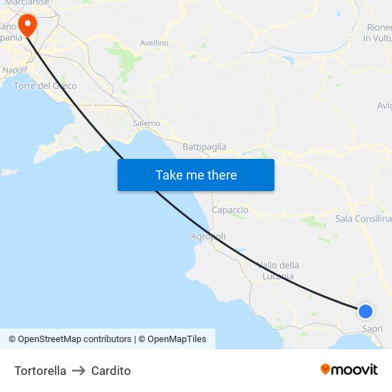 Tortorella to Cardito map