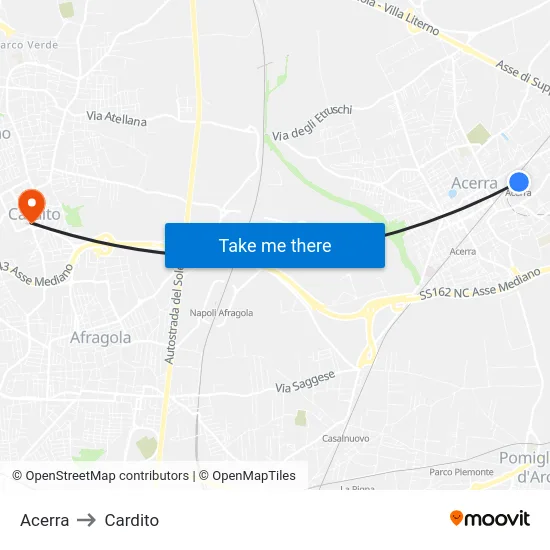 Acerra to Cardito map