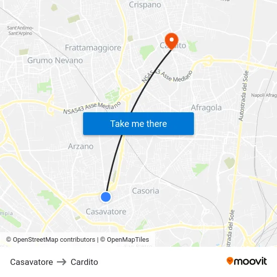 Casavatore to Cardito map