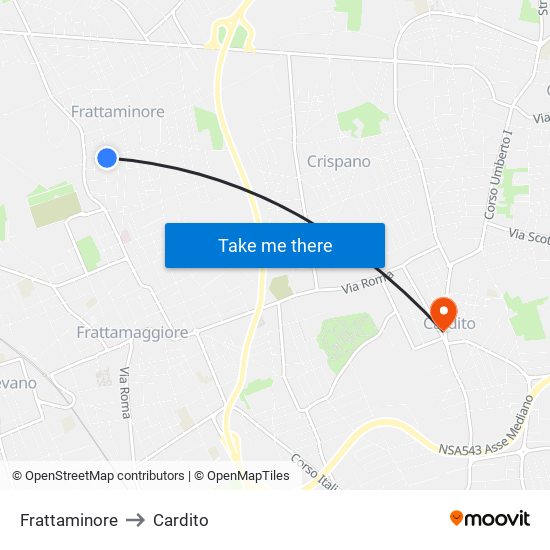Frattaminore to Cardito map