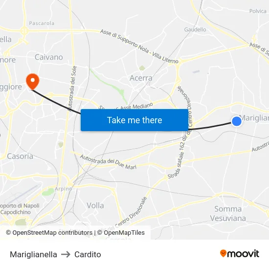 Mariglianella to Cardito map