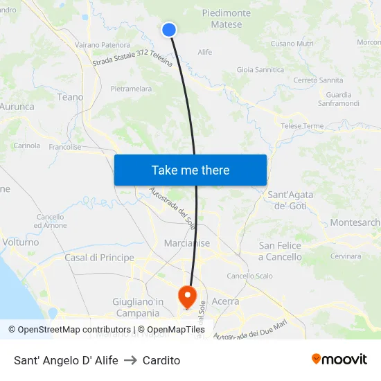 Sant' Angelo D' Alife to Cardito map