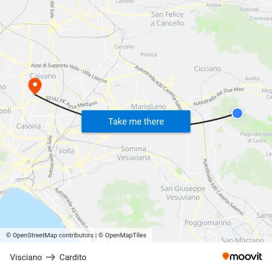 Visciano to Cardito map
