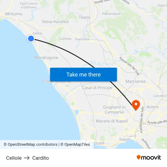 Cellole to Cardito map