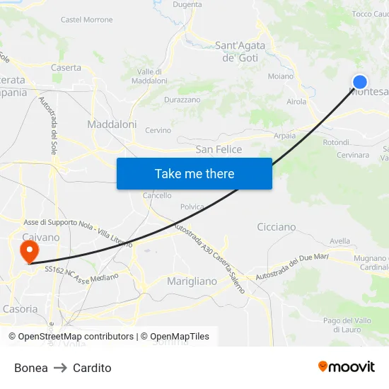 Bonea to Cardito map