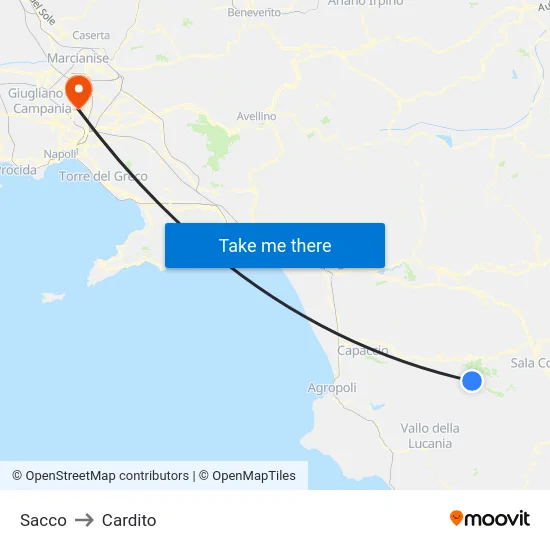 Sacco to Cardito map