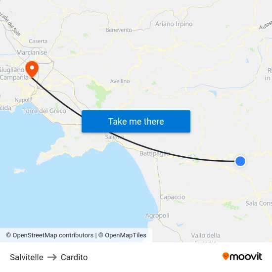 Salvitelle to Cardito map