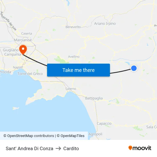 Sant' Andrea Di Conza to Cardito map