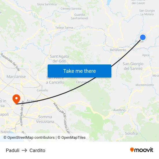 Paduli to Cardito map