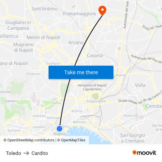 Toledo to Cardito map