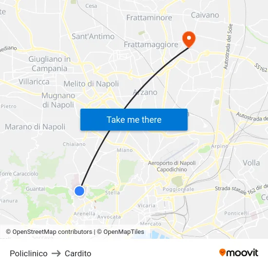 Policlinico to Cardito map