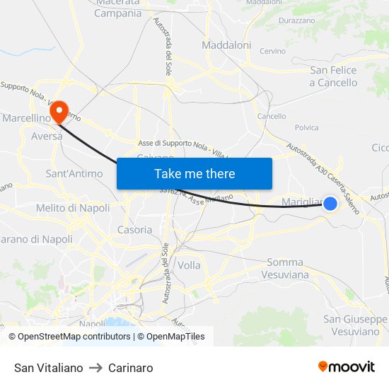 San Vitaliano to Carinaro map