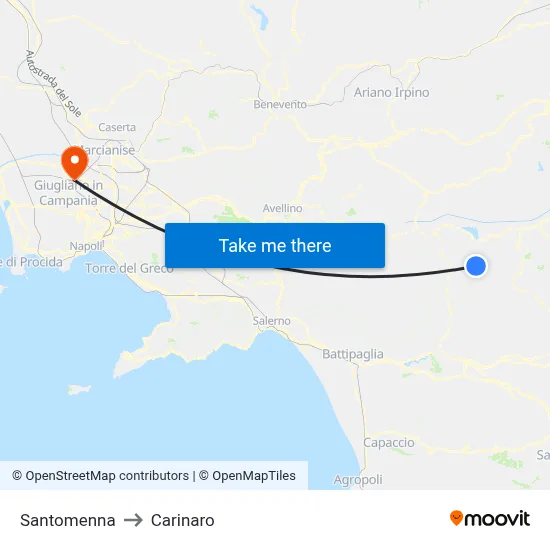 Santomenna to Carinaro map