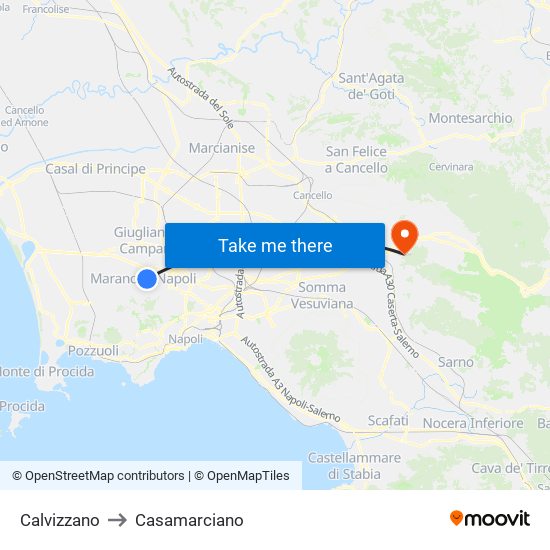 Calvizzano to Casamarciano map