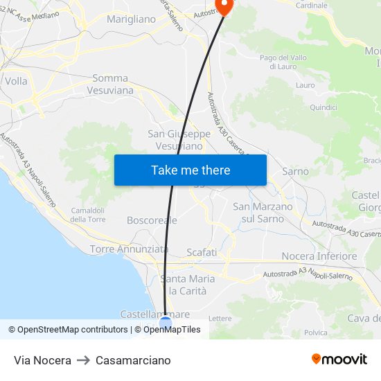 Via Nocera to Casamarciano map