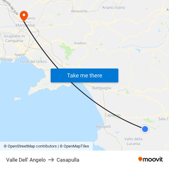 Valle Dell' Angelo to Casapulla map