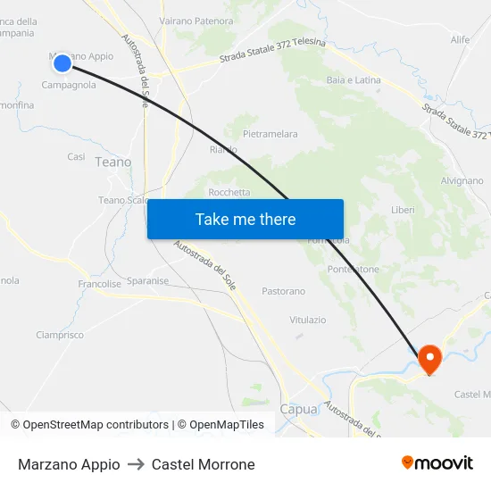 Marzano Appio to Castel Morrone map