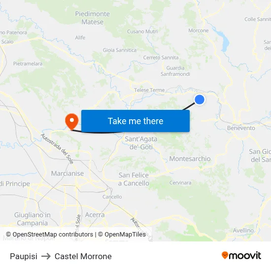Paupisi to Castel Morrone map